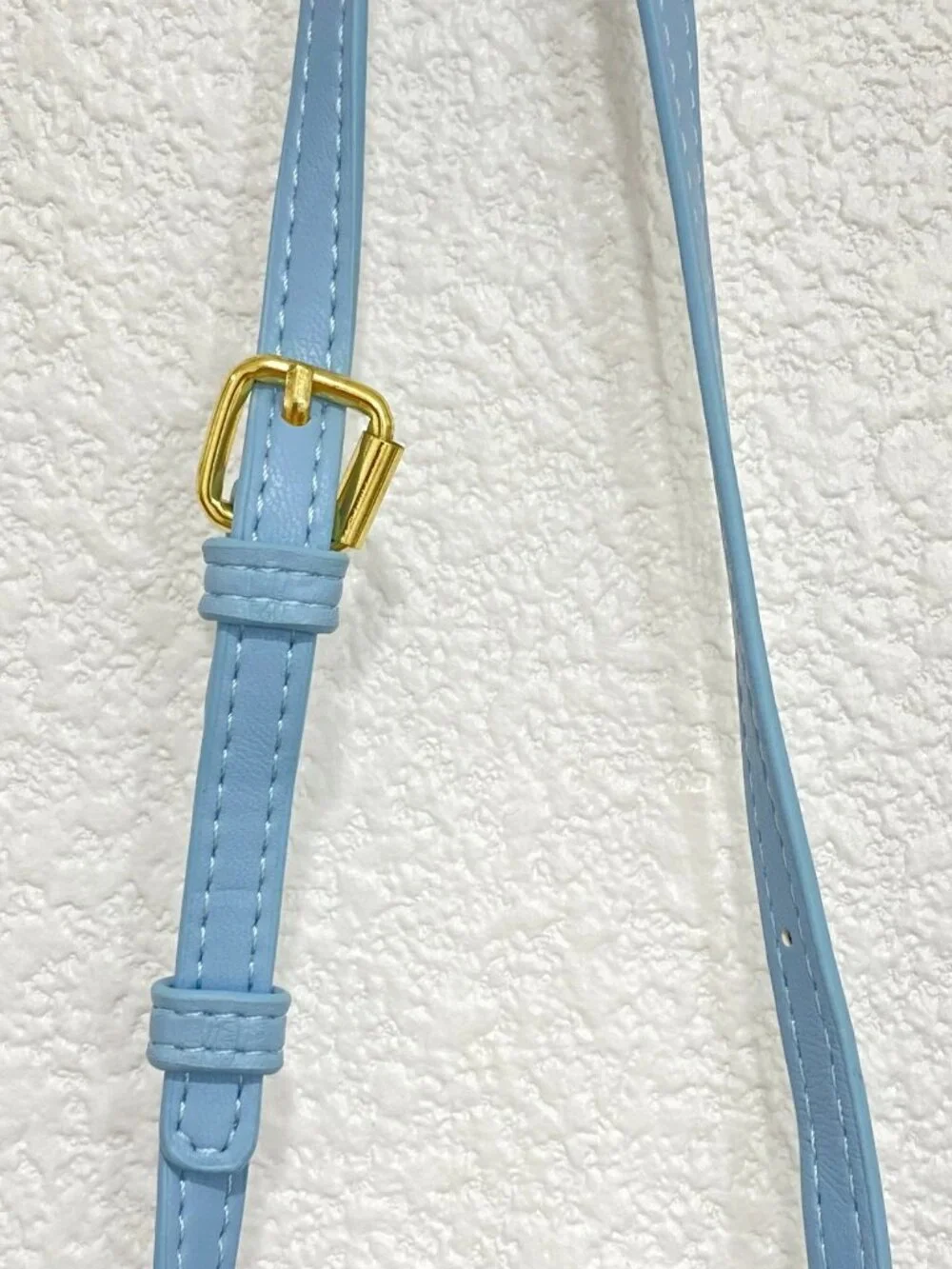 Light Blue Quilted Crossbody Bag Gold Chain Strap Purse - Picture 5 of 13